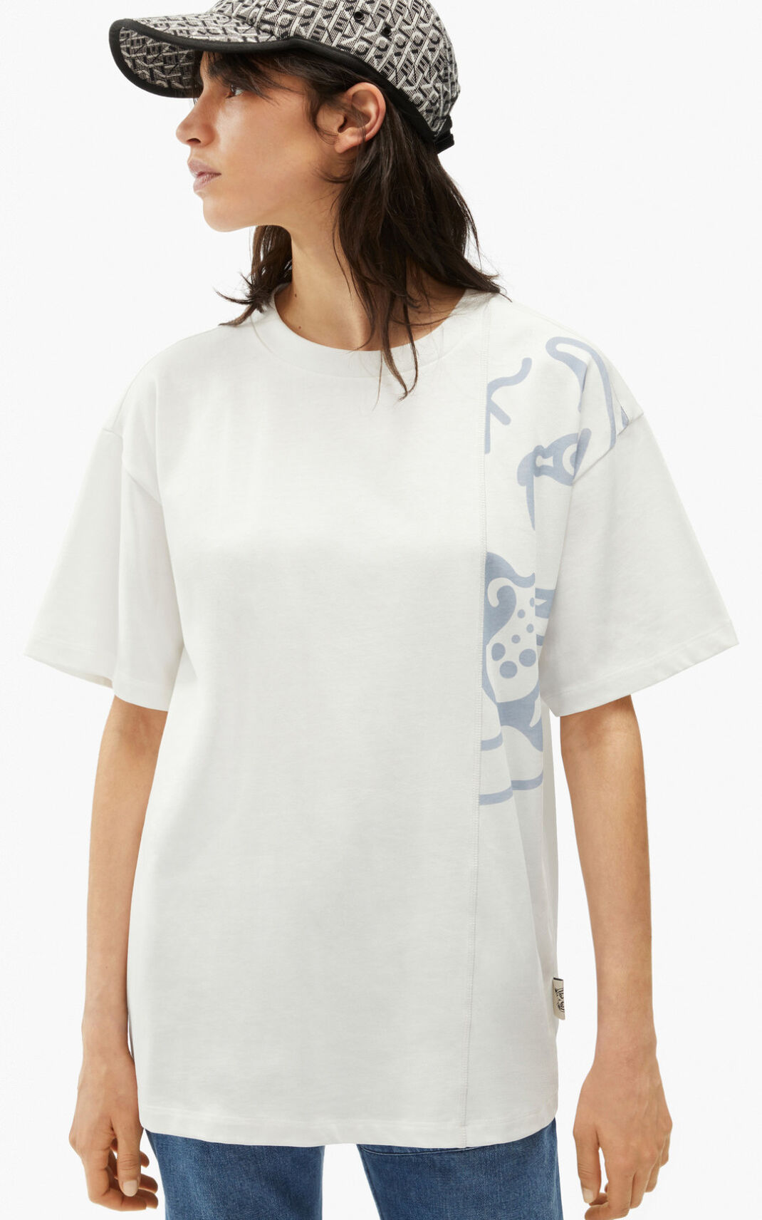 T Shirt Kenzo K Tiger oversized Femme Blanche | KXSL-29701